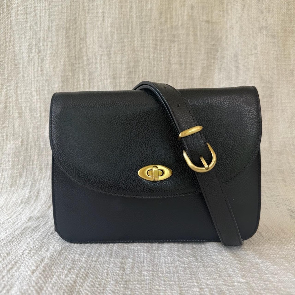 Vintage Coach Spence Bag Black Leather Shoulder Bag Made in‎ Italy